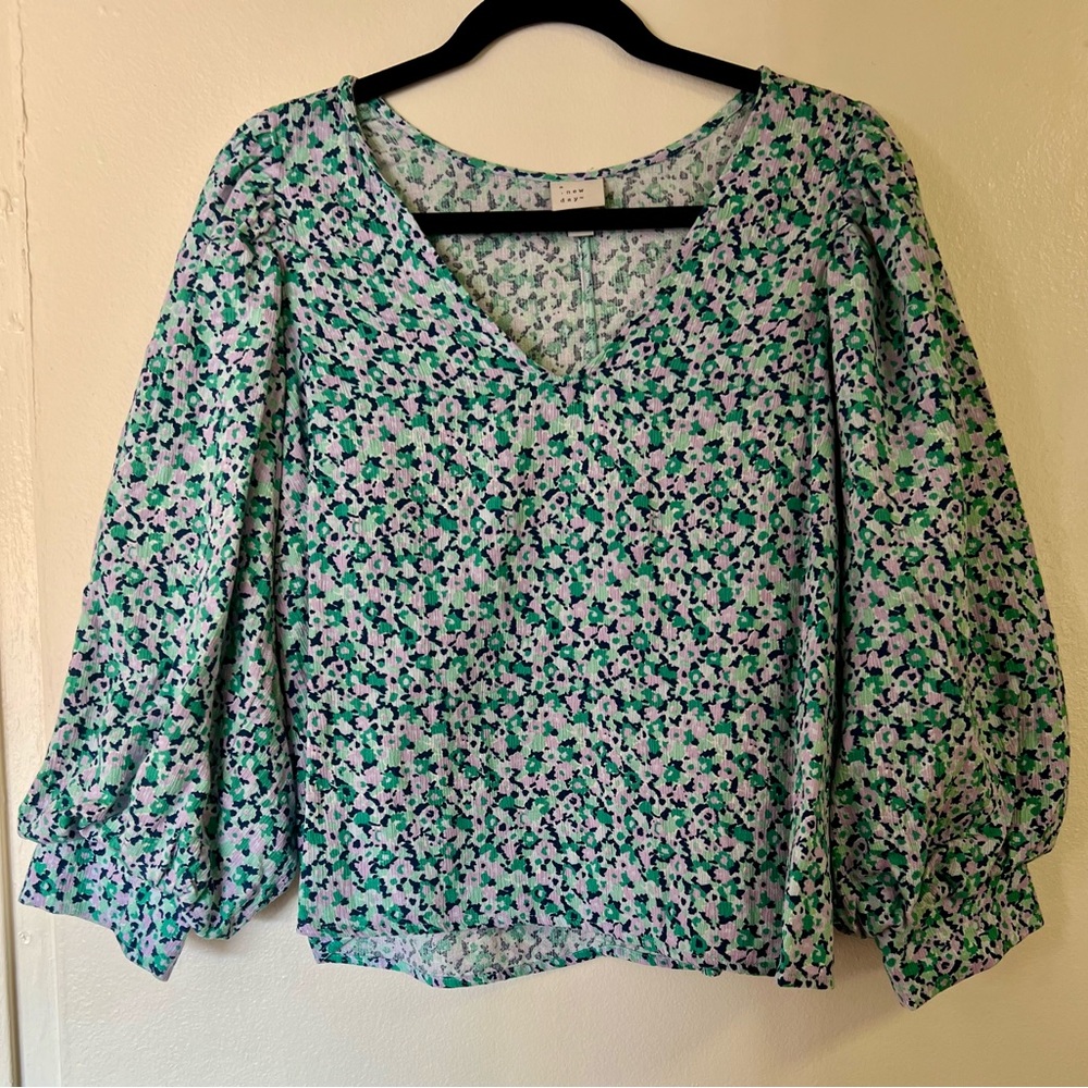 Green Floral Peasant Blouse | A New Day